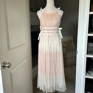 Max&Moi Paris Rivière Silk Ballerina pale Pink Dots Dress Stunning 36FR